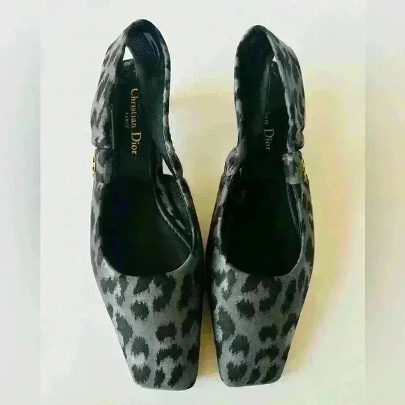 NEW! Christian Dior Mizza Slingback Snow Leopard Slingbacks - Picture 4 of 11